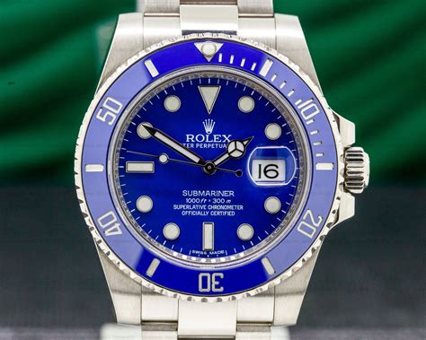 blue face white gold rolex|solid gold rolex submariner.